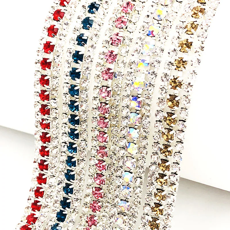 Цепочка из хрустального стекла высшего качества 1 ярд/упаковка три ряда с