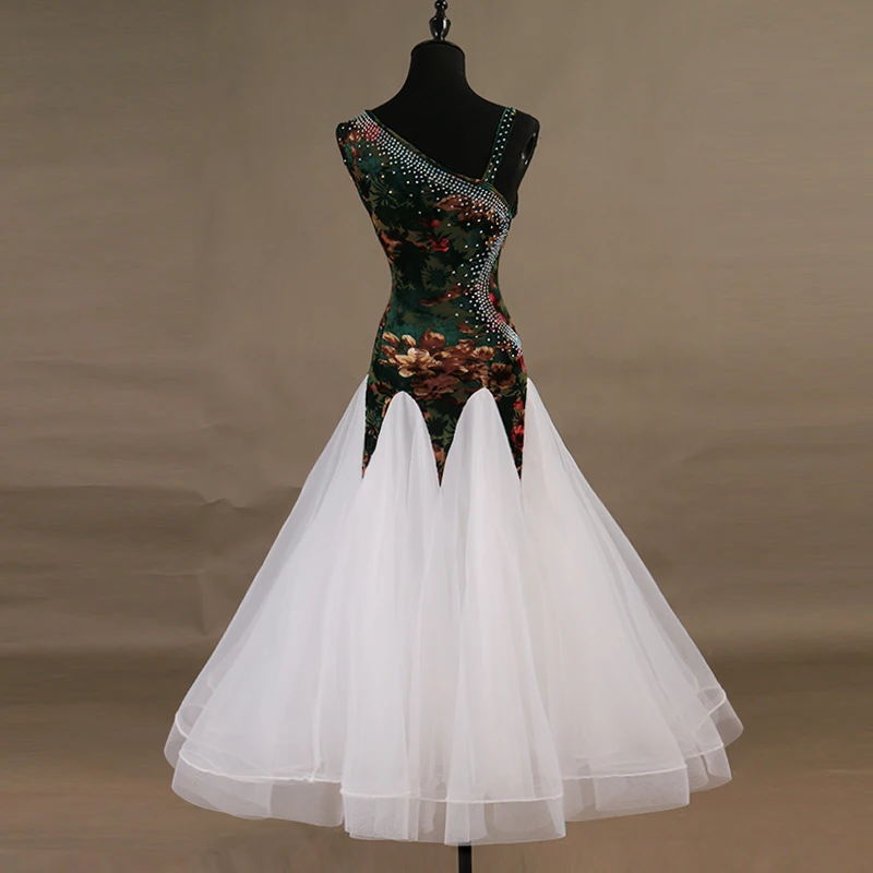 Новинка платье для бальных танцев со стразами девочек Стандартный танцевальный