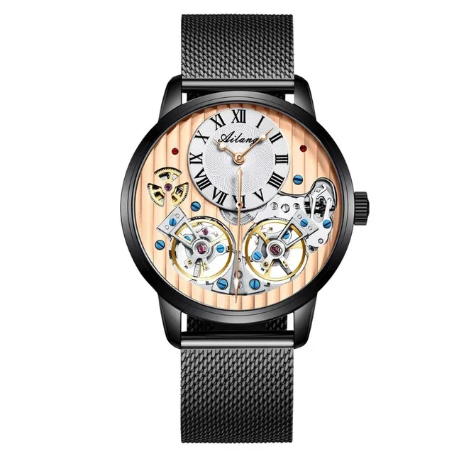 08 AILANG роскошные черные часы дорогой двойной Tourbillon Швейцария Для мужчин, часы от топ бренда, Роскошные автоматические механические часы Для мужчин - Цвет: 08