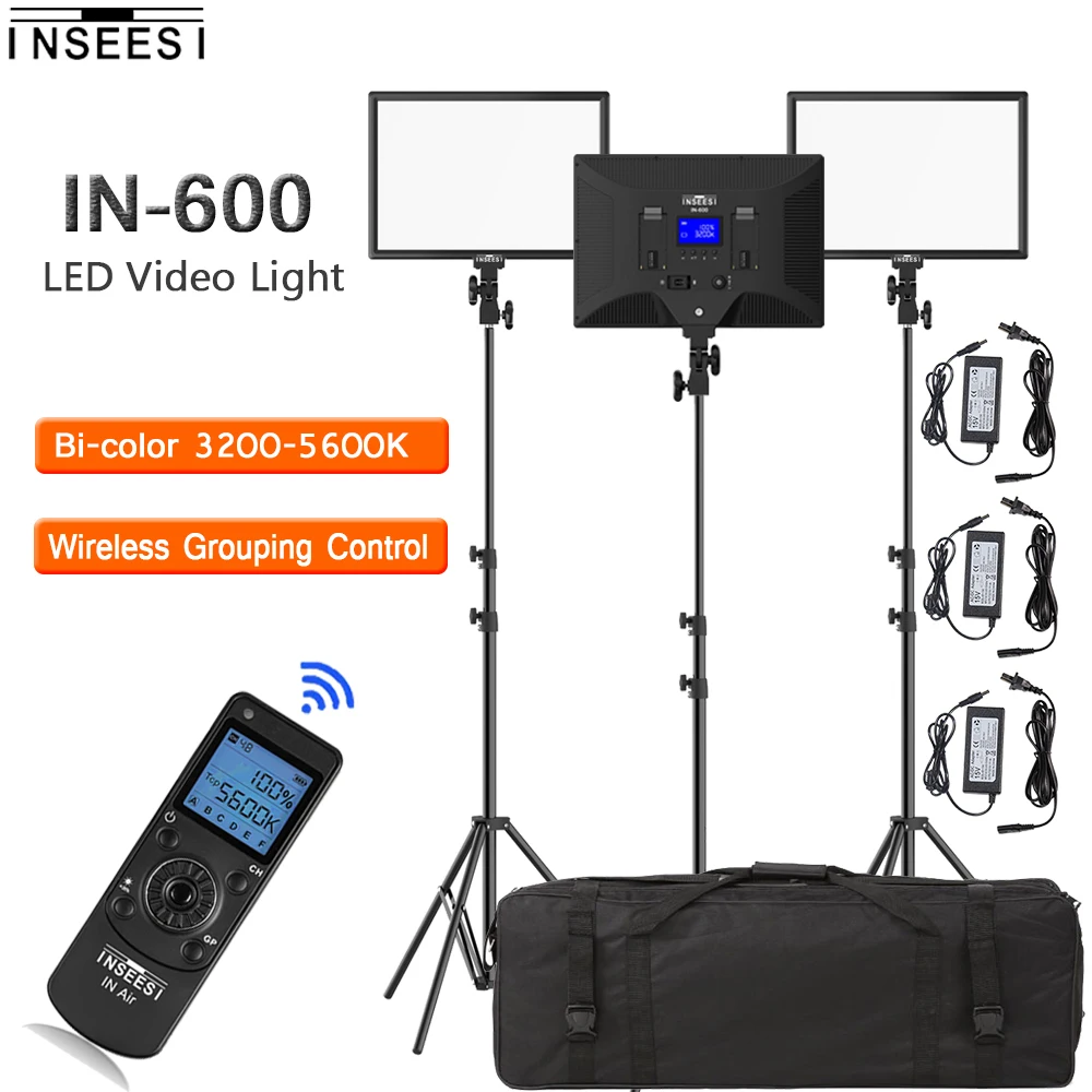 INSEESI IN 600 Портативный Диммируемый 260 LED видео свет 3 в 1 комплект 3200 5600k фото для DSLR