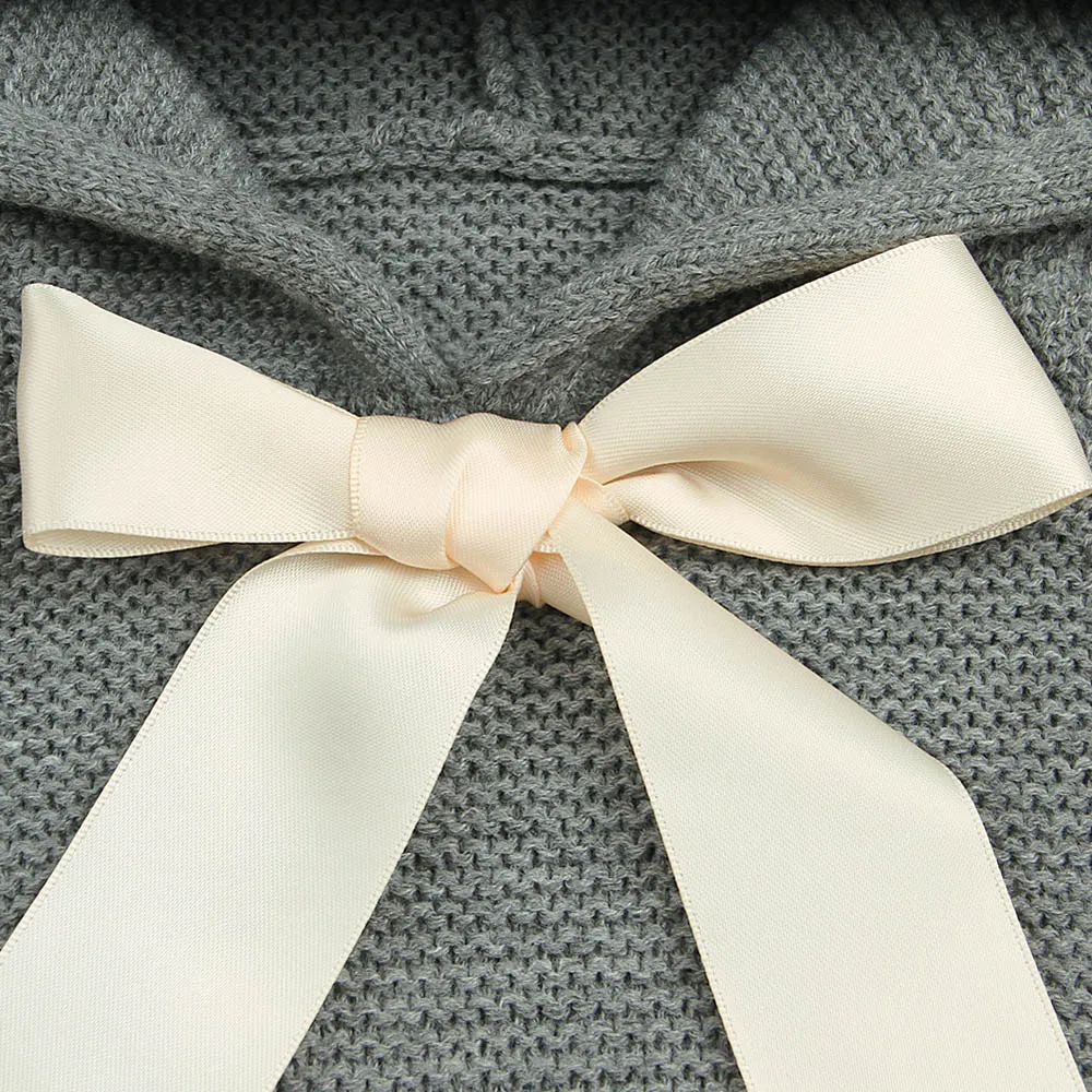 Winter Newborn Red jacket Infant Baby Boys Girls Bow Tassel Knitted Long Sleeve Hooded Tops Sweater Outfits Fringed hooded