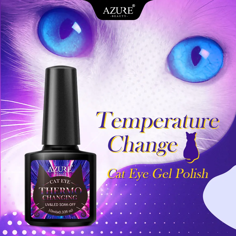 Azure Beauty 6Pcs/Lot Thermal Change 6 Colors Cat Eye UV Gel Nail Polish Soak Off Semi Permanent Magnet Led Enamel | Красота и