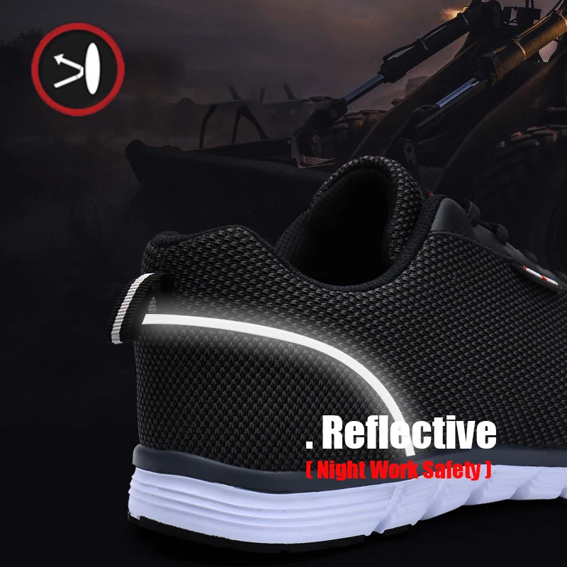 Мужские защитные ботинки со стальным носком Рабочая обувь из дышащего сетчатого