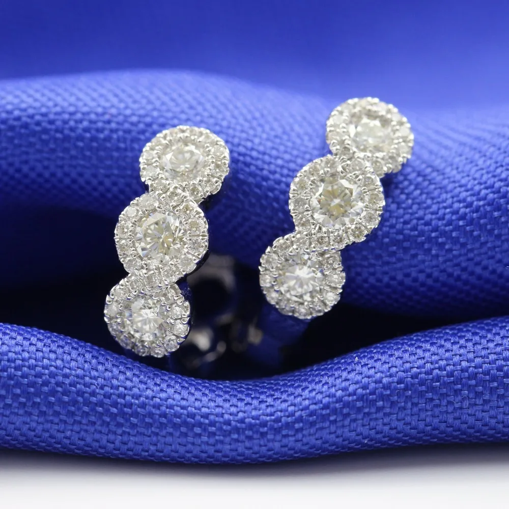 LASAMERO 0.12CT круглая огранка натуральный бриллиант Кластерные серьги 18 К золото Бриллиант Halo Серьги гвоздики прекрасные ювелирные изделия, серьги-гвоздики