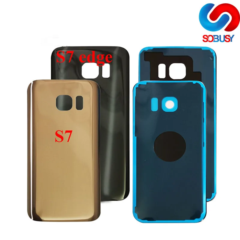 S7 G930F стеклянный корпус задняя крышка батареи дверь для Samsung Edge G935F с 3M наклейкой