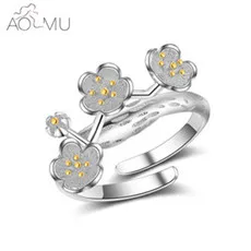 AOMU новые модные ювелирные изделия серебряный цвет цветок Форма Открытие Кольца для детей девочек подарок на день рождения ювелирные изделия регулируемые