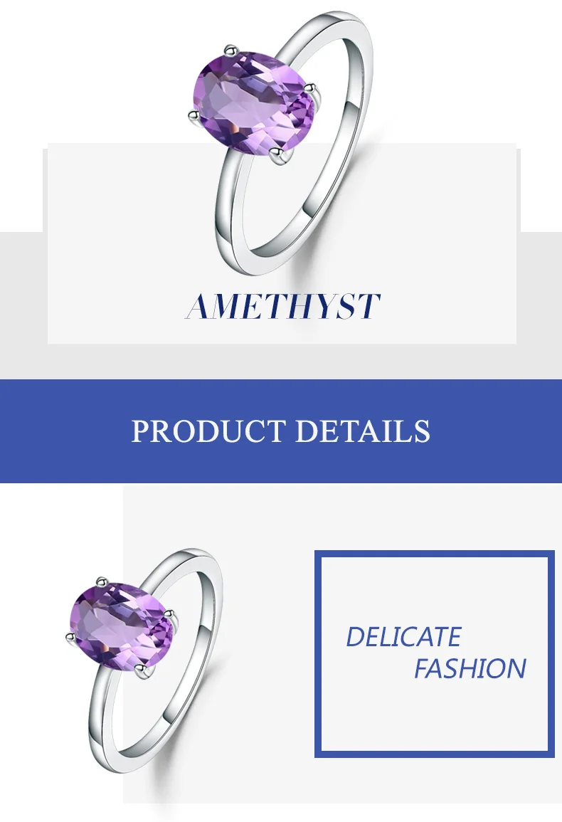 Жемчужное балетное кольцо 2.79Ct, натуральный аметист, камень по месяцу рождения, 925 пробы, серебряное овальное кольцо, хорошее ювелирное изделие для женщин, Прямая поставка