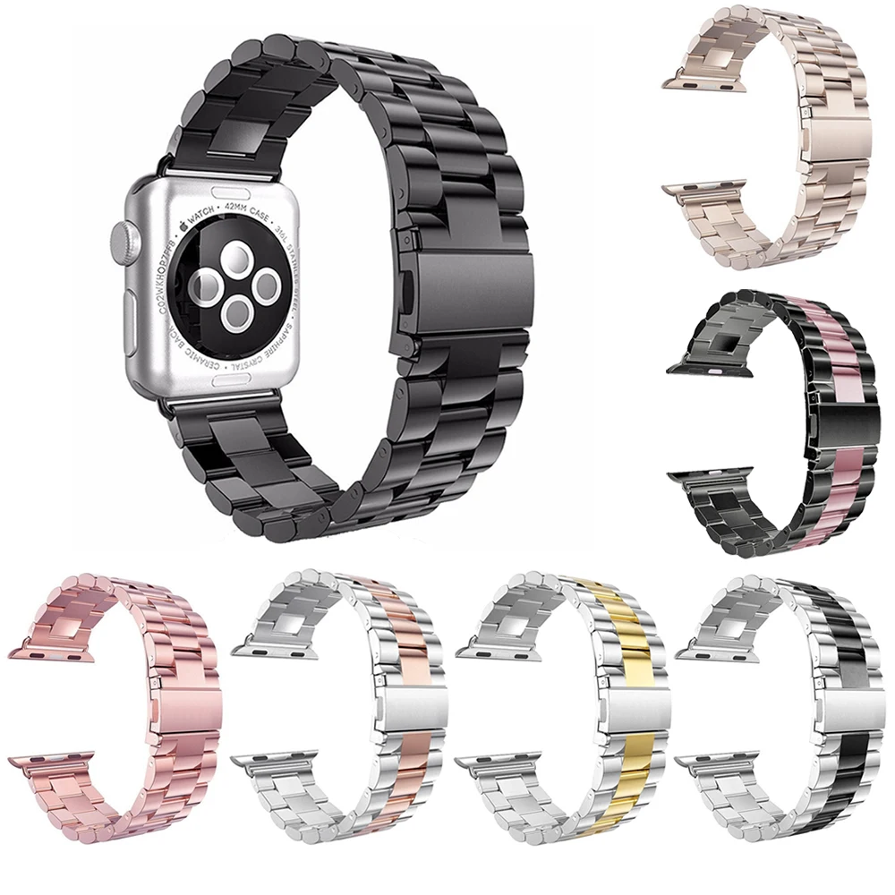 Ремешок из нержавеющей стали для Apple Watch Band 44 мм 38 42 40 водонепроницаемый цветной