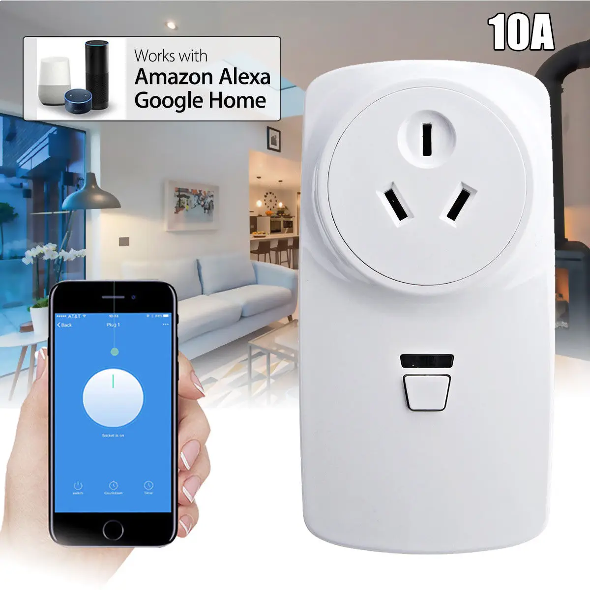 Экономичный Wi Fi Смарт AU Plug розетка приложение для Amazon ECHO ALEXA GOOGLE HOME 10A (AU PLUG) Прямая