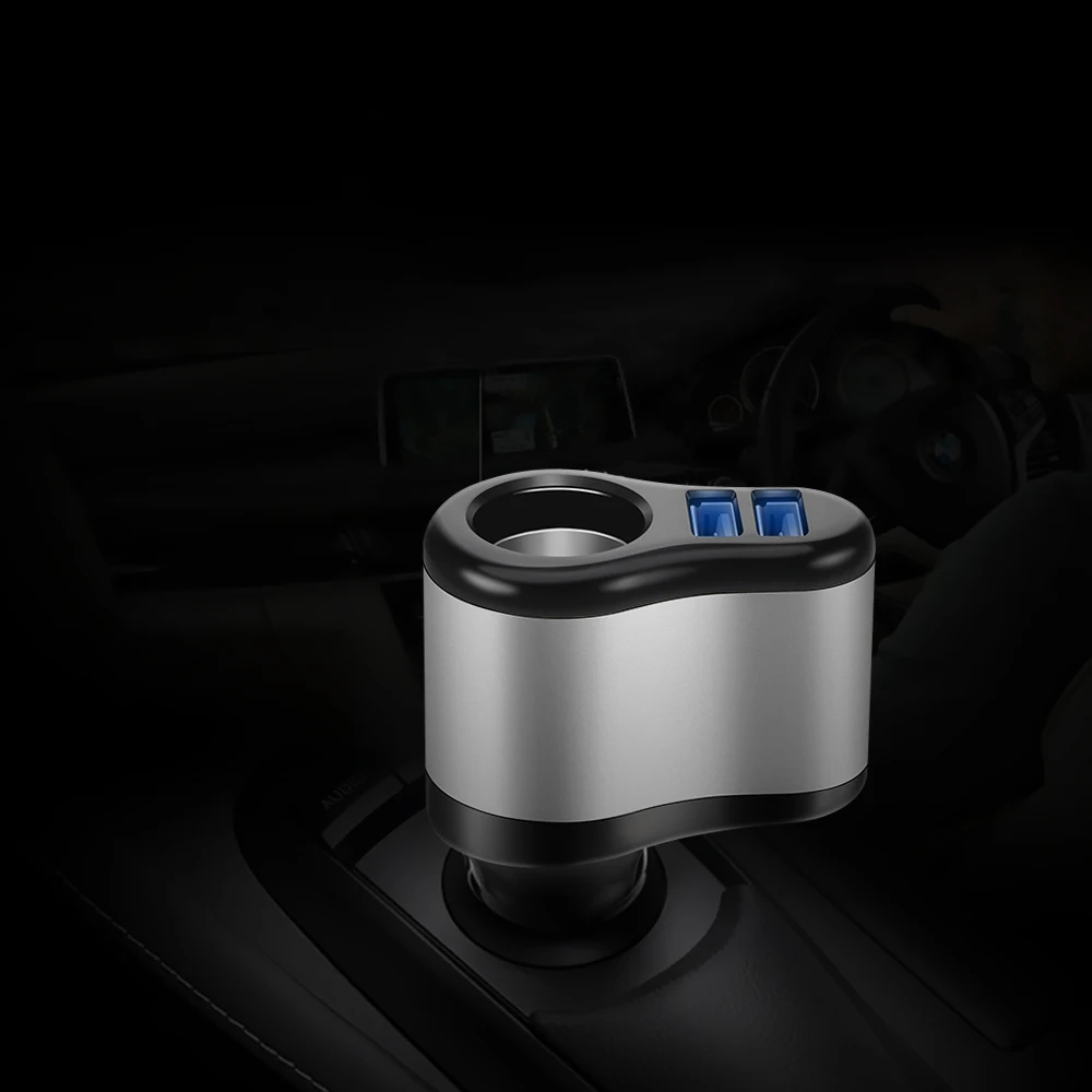 POWSTRO 3.1A автомобиля с двумя портами USB Зарядное устройство Автомобильный держатель для мобильного телефона лампы Зарядное устройство адаптер с указателем светильник сигареты светильник er разъем 12-24V