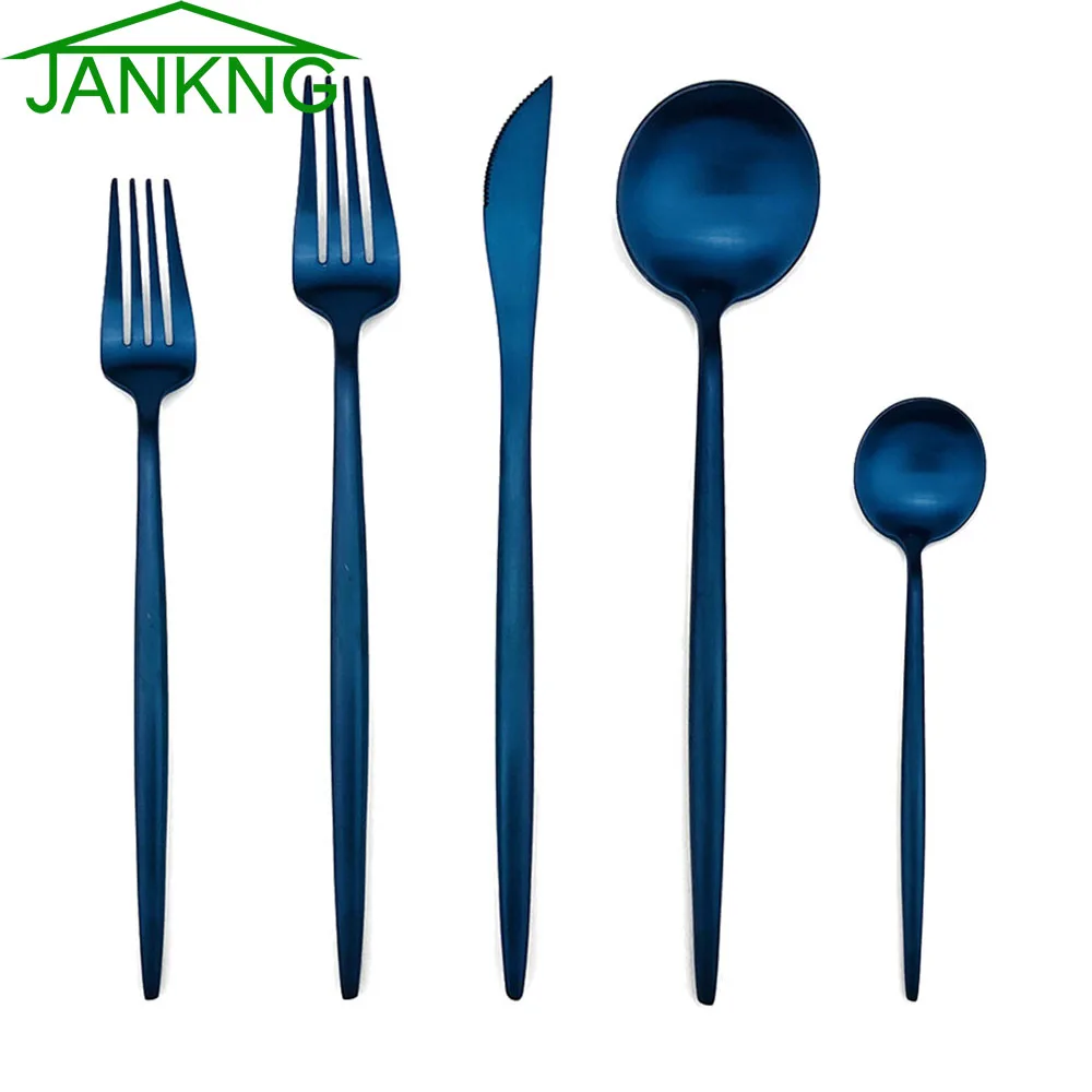 JANKNG 1-Piece розовый столовый прибор под позолоту набор столовых приборов столовый нож чайная ложка Вилка Набор 304 нержавеющая сталь Западный золотой набор посуды