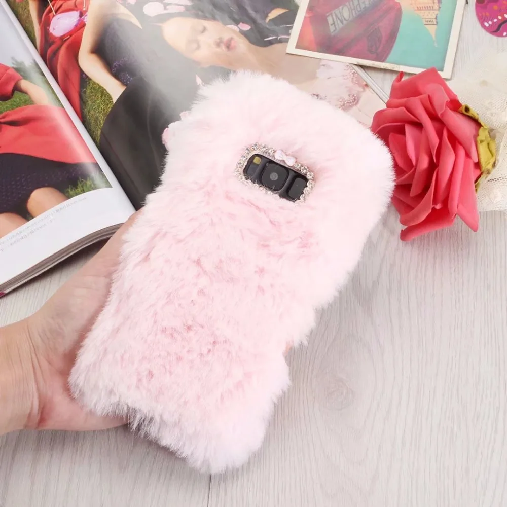 Winter Warm Hairy Phone Case For Samsung Galaxy A3 A5 A7 / 2017 Ultra Plush Rabbit Fur Plastic Coque Cover Long hair Shell |