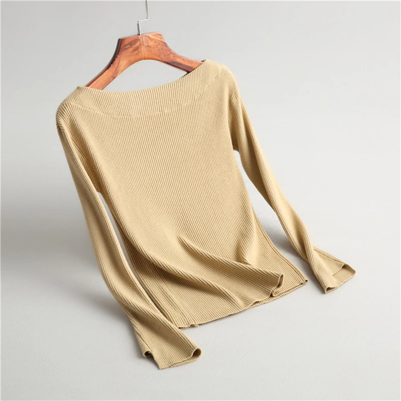 Fincati Women Sweater 2018 Winter New Arrival 9 Colors Slash Neck Long Split Sleeves Casual Tops Autumn Knitted Pullover Female | Женская