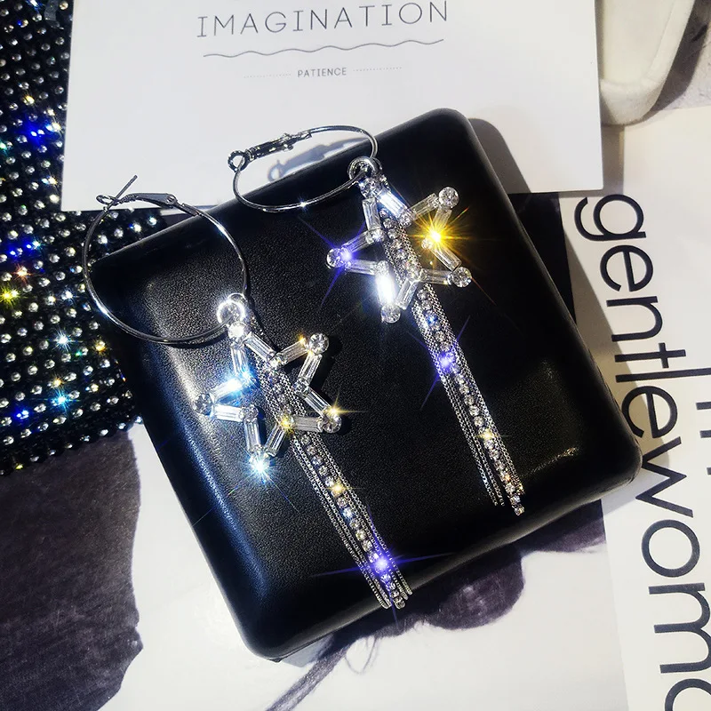 Shiny Side New Women's Fashion Brand Jewelry Crystal Dangle Earrings for Women Gift Elegant Long | Украшения и аксессуары