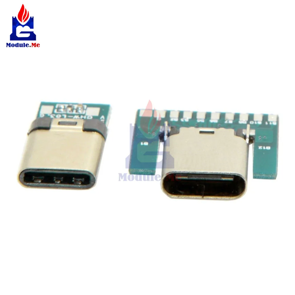 USB 3,1 type C разъем 24 контакта штекер/гнездо адаптер розеток для припоя провода и кабеля 24 контакта поддержка печатной платы