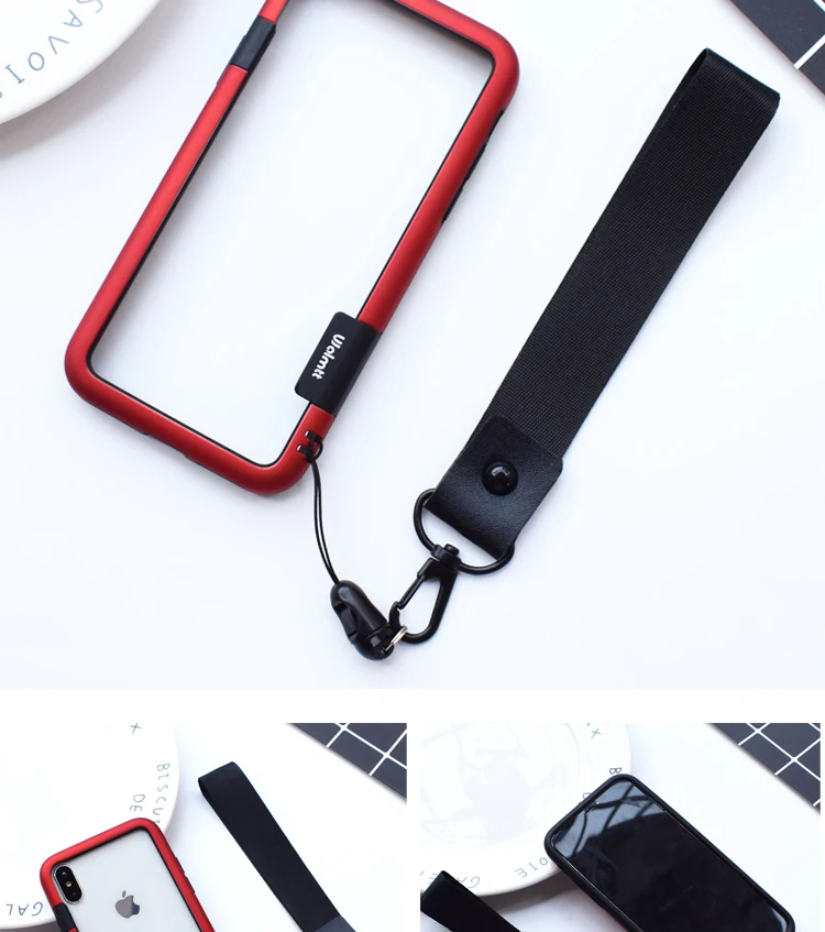 Бампер для Iphone X, 6, 6s, 7, 8 Plus, чехлы, красный, черный цвет, TPU, PC, чехол для телефона Apple, 6, 6s Lite, роскошный цвет, чехол, Капа с веревкой