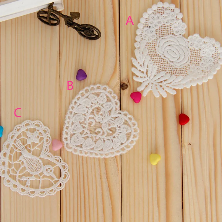 

30 шт./лот великолепные кружевные нашивки с вышивкой в виде сердца для детской одежды