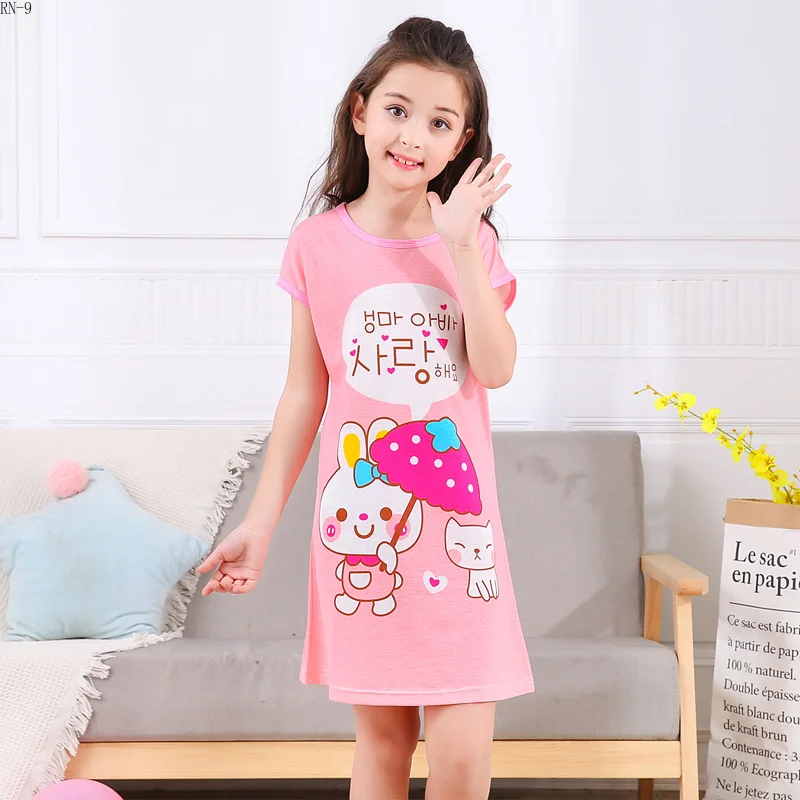 Новая 2019 летняя ночная рубашка для девочек короткий рукав одежда сна с героями