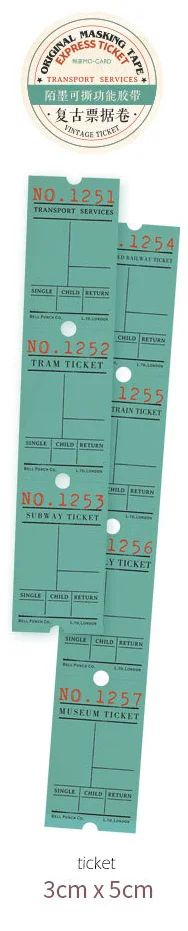 ticket 3 см* 5 м Ретро планировщик билетов Васи клейкие ленты стикеры Скрапбукинг винтажная маскирующая лента пуля школьный журнал офисные принадлежности sl2072 - Цвет: ticket