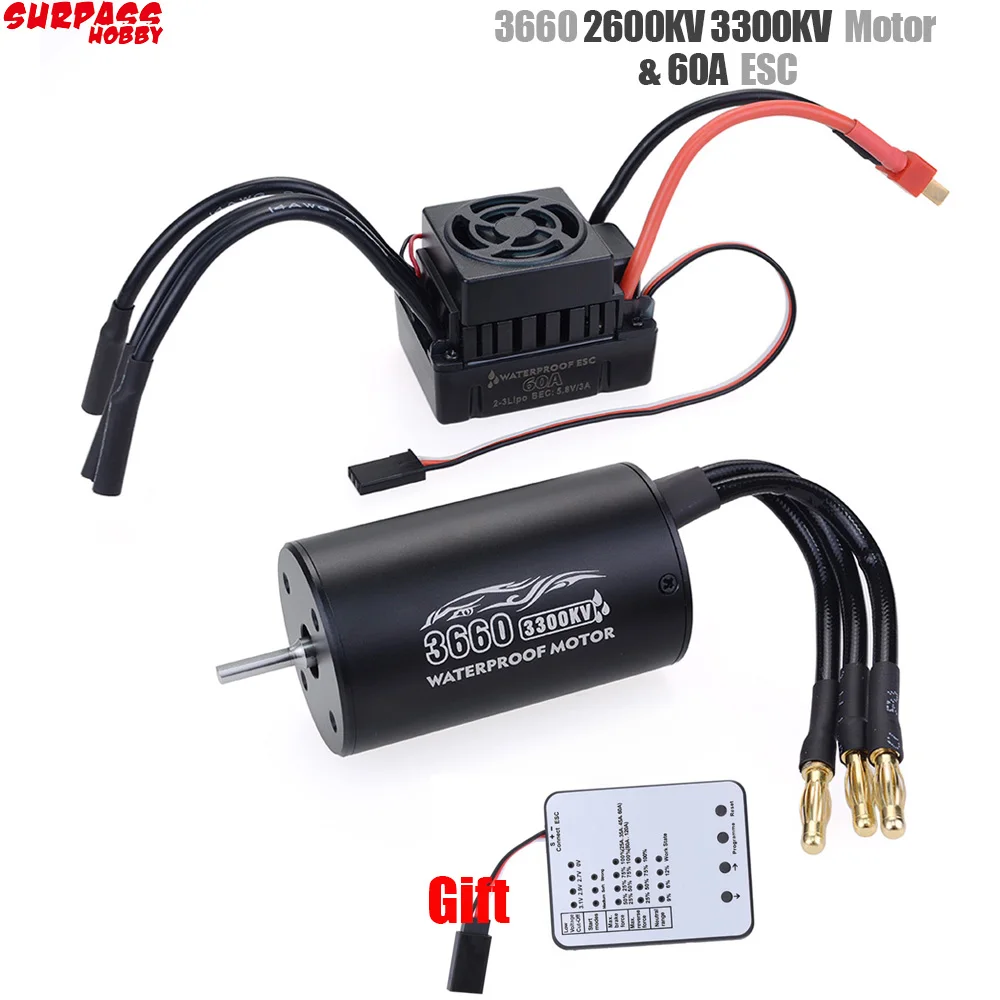 Бесщеточный двигатель Surpass Hobby RC 3660 2600KV 3300KV с бесщеточным двигателем ESC 60A и
