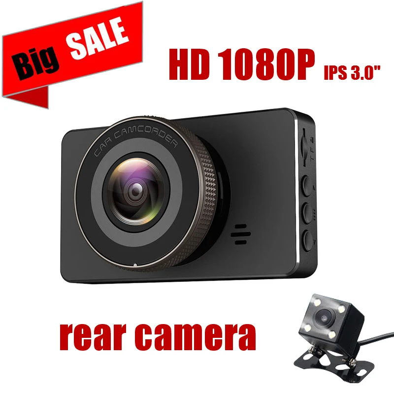 Большая скидка Автомобильный видеорегистратор 3 0 дюймов HP 1080P с двумя