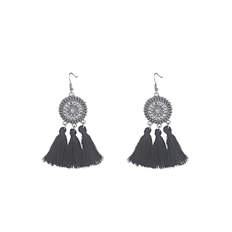 Солнечные цветок Кисточки длинные серьги сплав масло падение богемный ветер