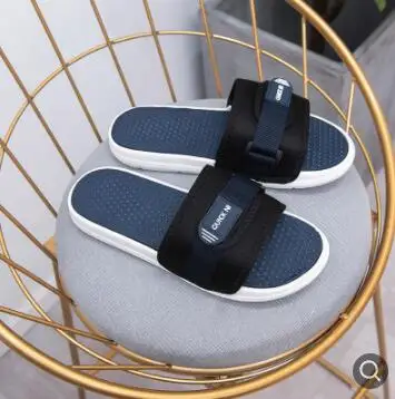 Home slipper man Summer Indoor Home Bath Anti-skid Household Thick Bottom Outdoor Men's Sandals - Цвет: Синий