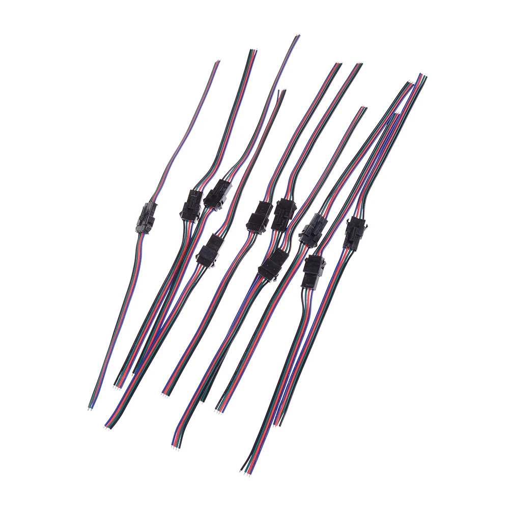 10 пар 2/3/4 Pin Штекерный и гнездовой разъем провода для 5050/3528 RGB светодиодной ленты