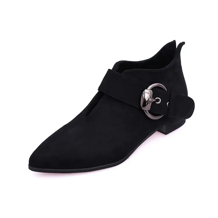 2017 Модные женские осенние ботильоны Туфли лодочки на низком каблуке с острым