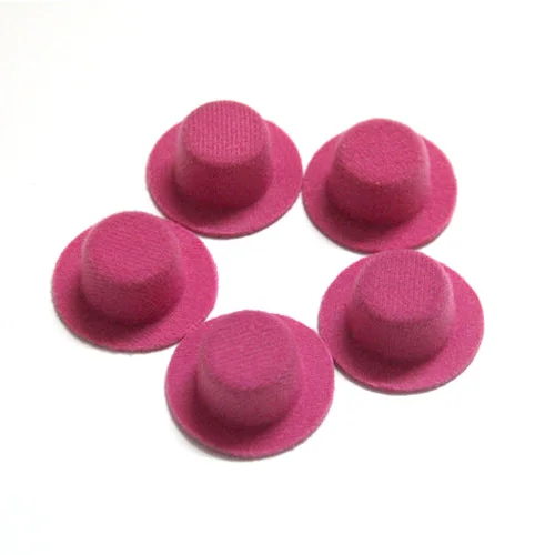 hot pink 100 шт./лот, вечерние мини-шляпы из фетра для куколки, аксессуары для волос, самодельная мини-шляпа 4 см, BJD, кукольная шляпа - Цвет: hot pink