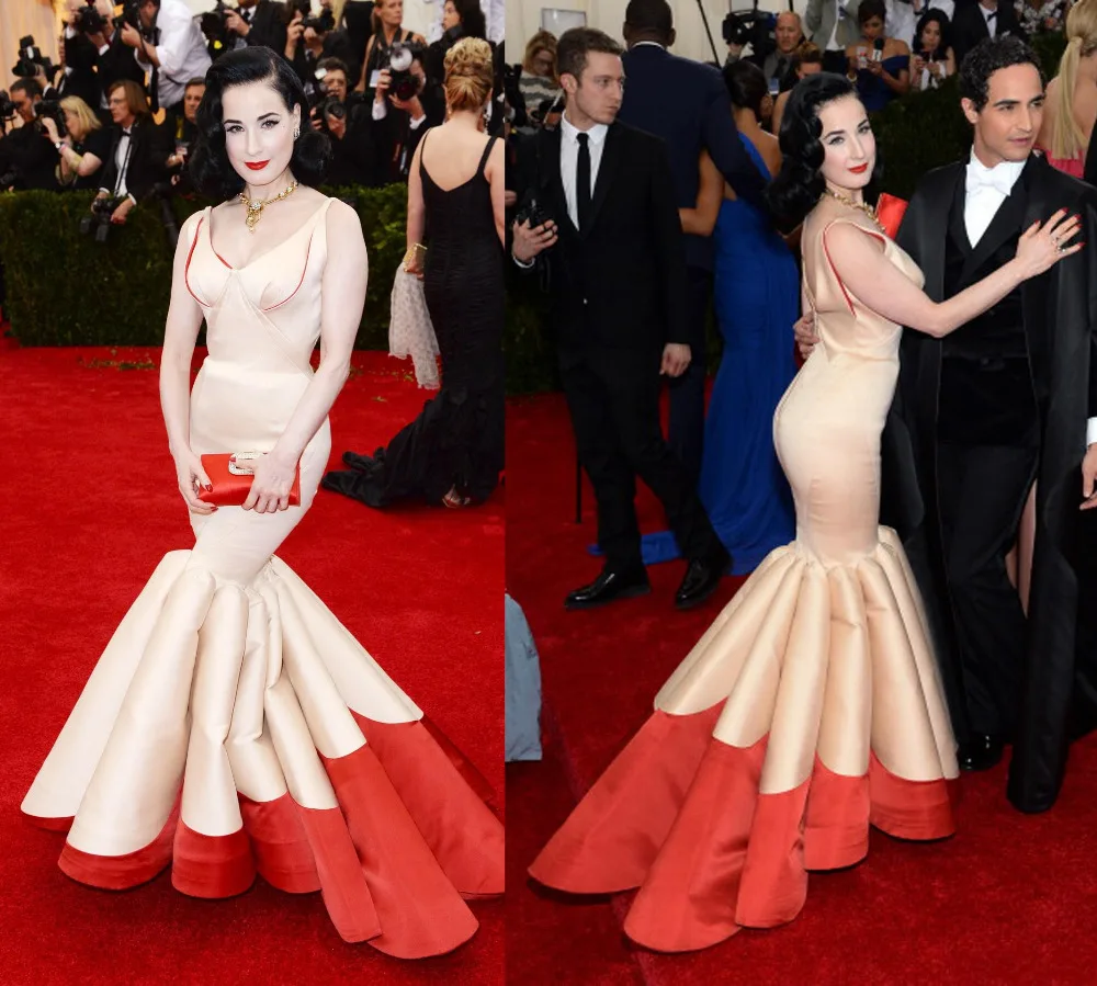 Женское платье с юбкой-годе Dita von Teese длинное вечернее цвета шампанского красным