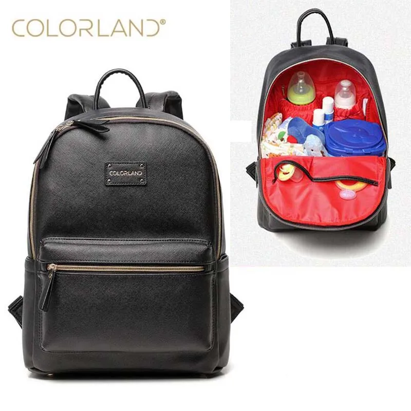 Сумка для подгузников COLORLAND рюкзак из натуральной кожи многофункциональная