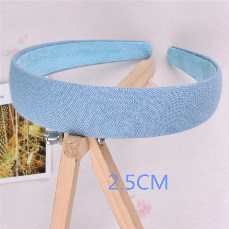 2.5cm light blue Женский головной убор, однотонный джинсовый темно-синий светильник, синяя повязка на голову, простые заколки для студенток A269 - Цвет: 2.5cm light blue