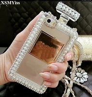 fashion bling diamond pearl perfume bottle chain handbag cover for iphone 13 12 11 pro max x xs max xr 5s 6s 7 8 plus phone case