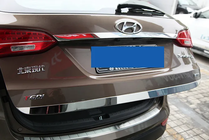 Аксессуары из нержавеющей стали подходят для 2013 hyundai Santa Fe Santafe IX45 Задняя Крышка багажника отделка