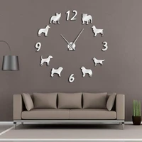 diy different dog breed large wall clock modern design de pared pet dog animal 3d watch sticker puppy lover gift free shipping