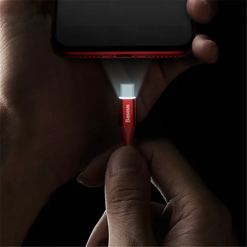 Baseus Nylon USB Type-c Charging Cable For Samsung Xiaomi Huawei Oneplus Data Sync Fast Charger 25cm1m 2m USB-C LED lights | Мобильные