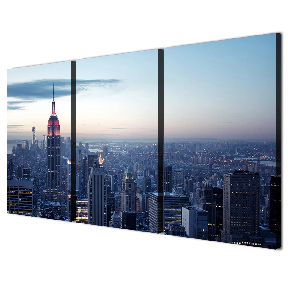 3 Panels Canvas Art Cityscape Buildings Home Decoration Wall Painting Prints Pictures for Living Room Poster XA-1044B | Дом и сад