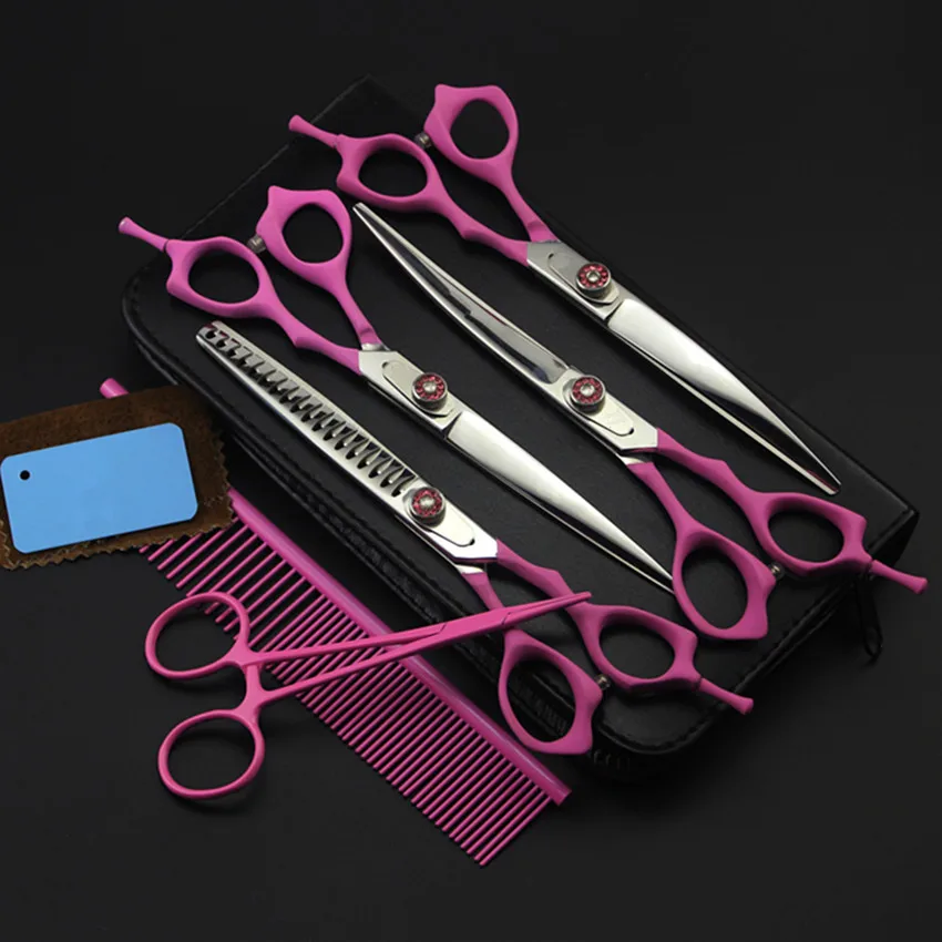 Custom 6 kit Professional japan 440c 7 inch Pet cutting shears dog grooming hair scissors thinning barber hairdressing | Красота и