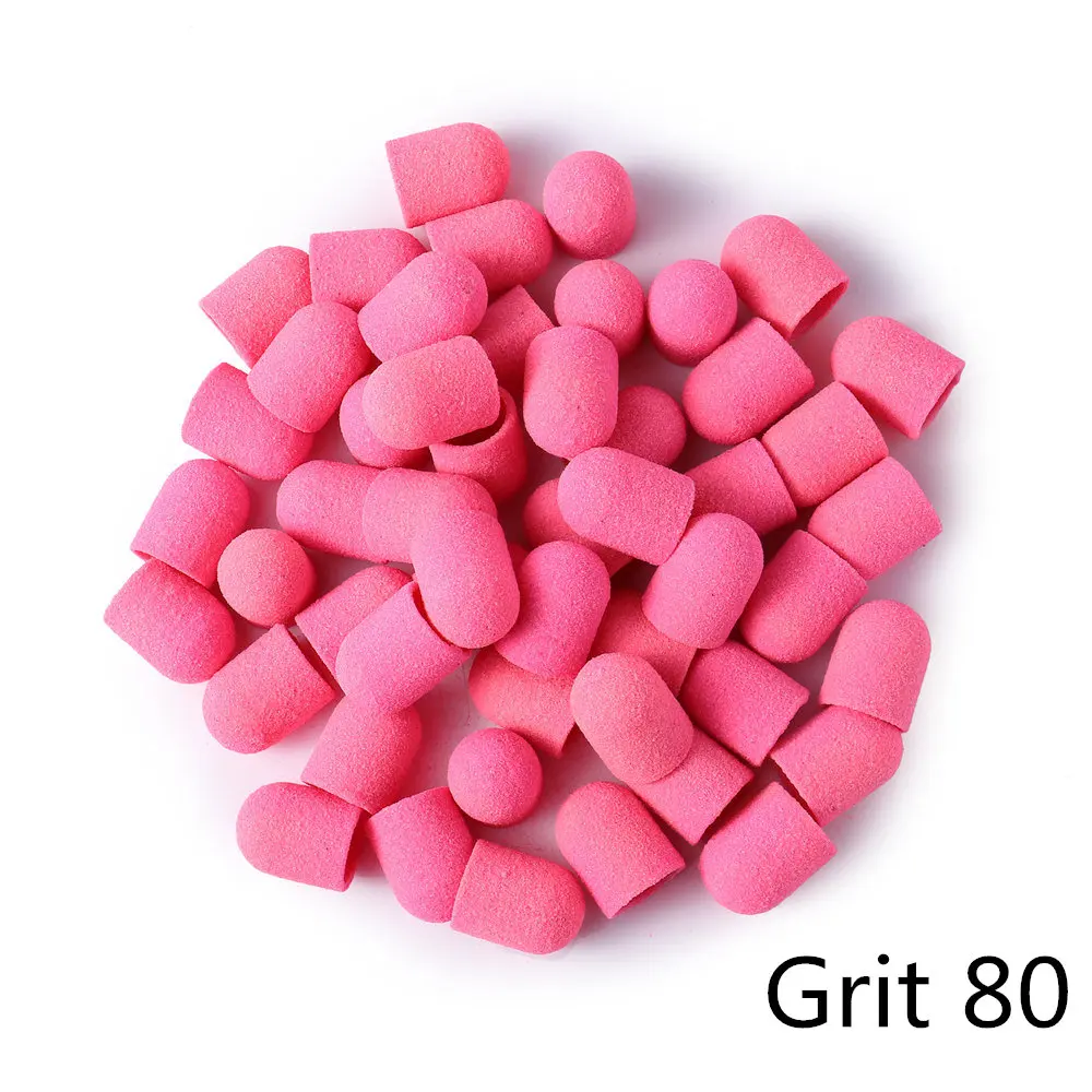 Pink Grit 80 BNG 20 шт фиолетовый зеленый шлифовальный ремешок Профессиональный педикюрный шлифовальный блок колпачки для ухода за ногами инструмент Электрический дизайн ногтей 80/120/180 13*19 мм - Цвет: Pink Grit 80