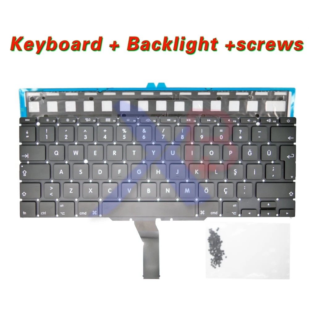 TR Турецкая клавиатура/подсветка с подсветкой + 100 шт. винтов для клавиатуры MacBook Air