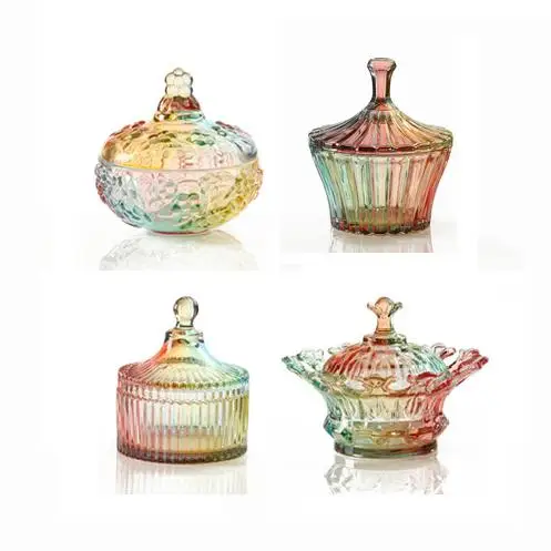 Баночка для сахарных конфет Zakka цветная стеклянная в европейском стиле хранения