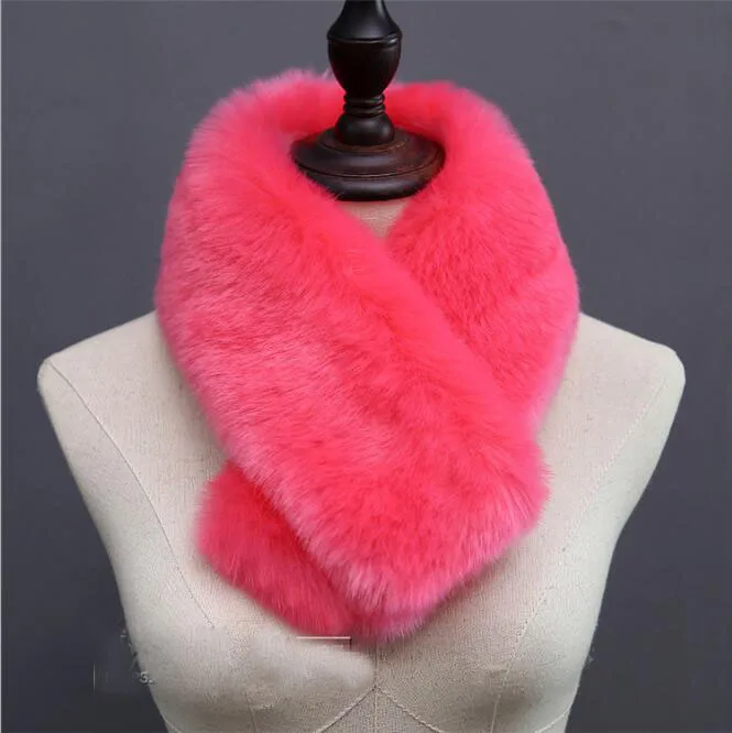 Зимний женский шарф из искусственного меха имитация лисьего теплые накидки