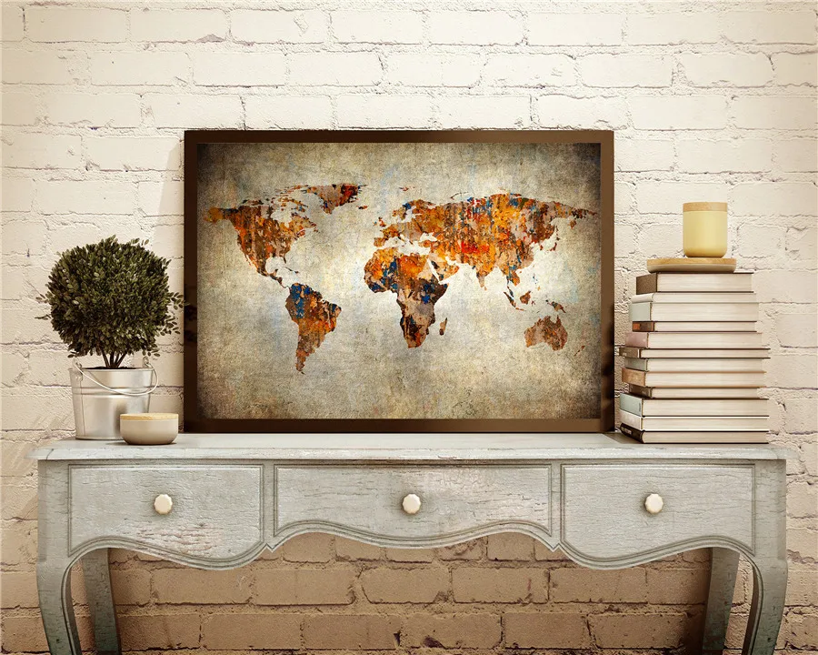 Классическая Старая карта мира наклейка для офиса дома школы холст печать