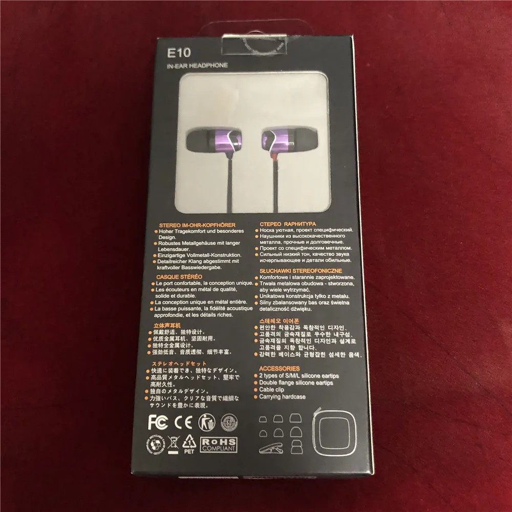 Purple color in box SoundMAGIC E10 шумоизолирующие наушники-вкладыши Hi-Fi стерео наушники НОВЫЕ и Оригинальные черные, красные, золотые цвета - Цвет: Purple color in box