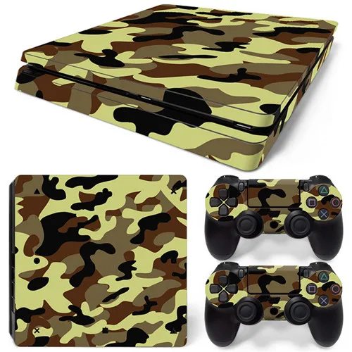 Серебристый Новая игровая станция 4 тонкие игры хост скины военный Камуфляжный контроллер наклейки с крышкой для Playstation 4 тонкий игровой PSL-089 - Цвет: Серебристый