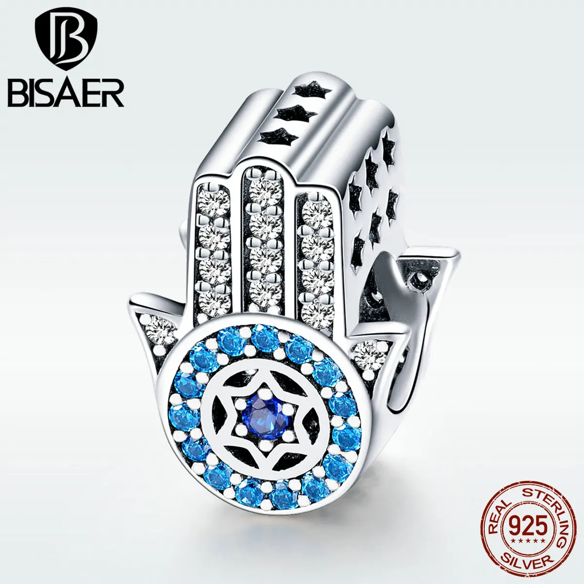 100% 925 пробы серебряные бусины Hamsa Hand Lucky Fatima для женских браслетов ECC721 | Украшения и