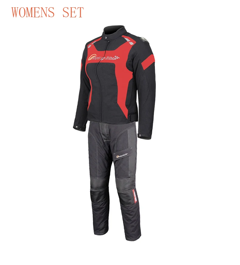 Women-Red Set Мотоциклетная куртка для мужчин и женщин ветрозащитная дышащая гоночная Защитная Экипировка Водонепроницаемая защитная одежда для пар одежда для верховой езды JK-56 - Цвет: Women-Red Set