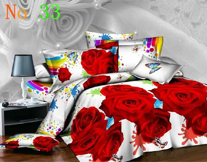 Top quality! 3D hot Bedding Set family cotton comforter coverlet set queen size 4 pcs | Дом и сад