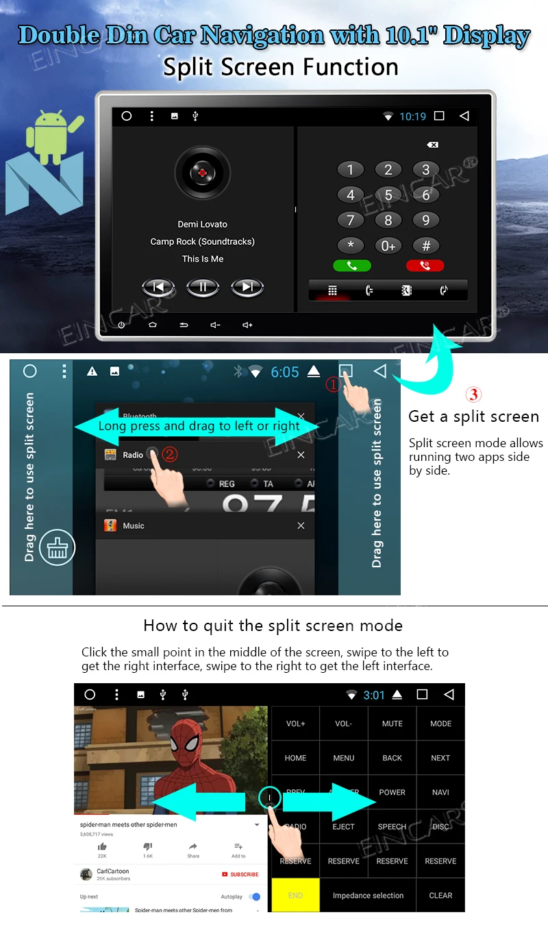 10 1 дюймов Android 7 головное устройство 2 Din In Dash автомобильный dvd плеер
